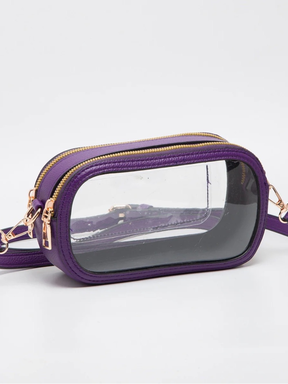 Clear Purple Crossbody Bag with Gold Hardware